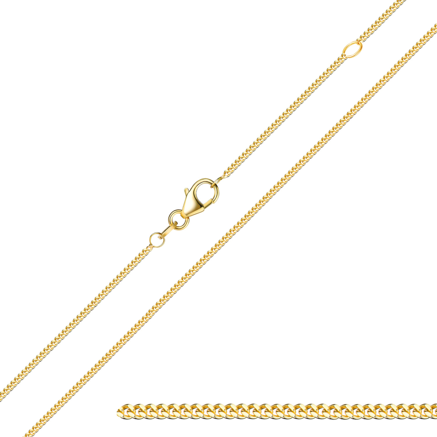Panzerkette flach 750 Gold 1,0 mm breit 45 cm lang, verstellbar auf 42 cm
