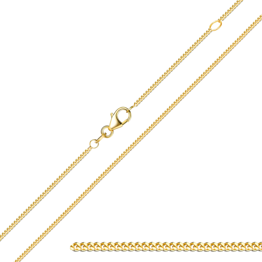 Panzerkette flach 750 Gold 1,4 mm breit 45 cm lang, verstellbar auf 42 cm