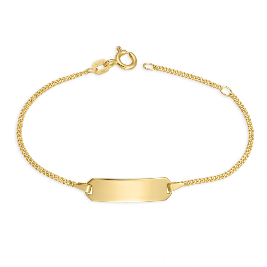 Kinder-ID-Schildarmband 333 Gold 14 cm, verstellbar auf 12 cm
