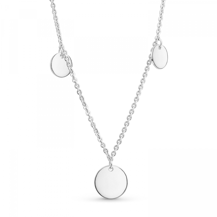 Collier mit 3 Plättchen Ø 8/6mm Silber 925/000 rhodiniert