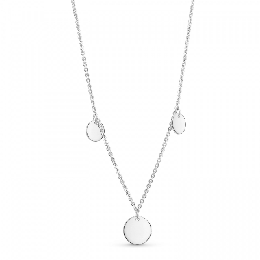 Collier mit 3 Plättchen Ø 8/6mm Silber 925/000 rhodiniert