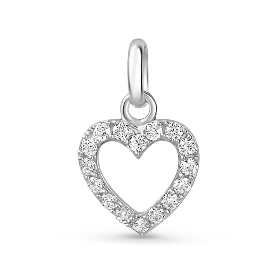 Anhänger Herz mit 16 Zirkonia Silber 925/000 rhodiniert