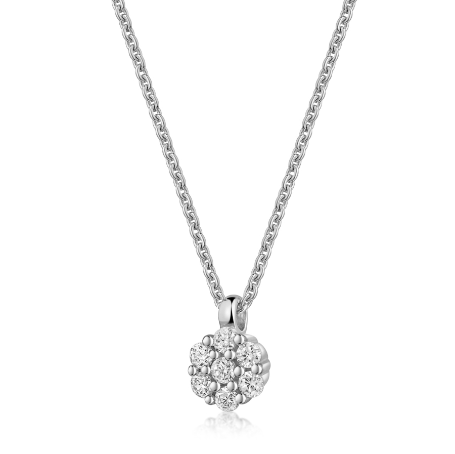 Collier mit Anhänger 7 Zirkonia Silber 925/000 rhodiniert