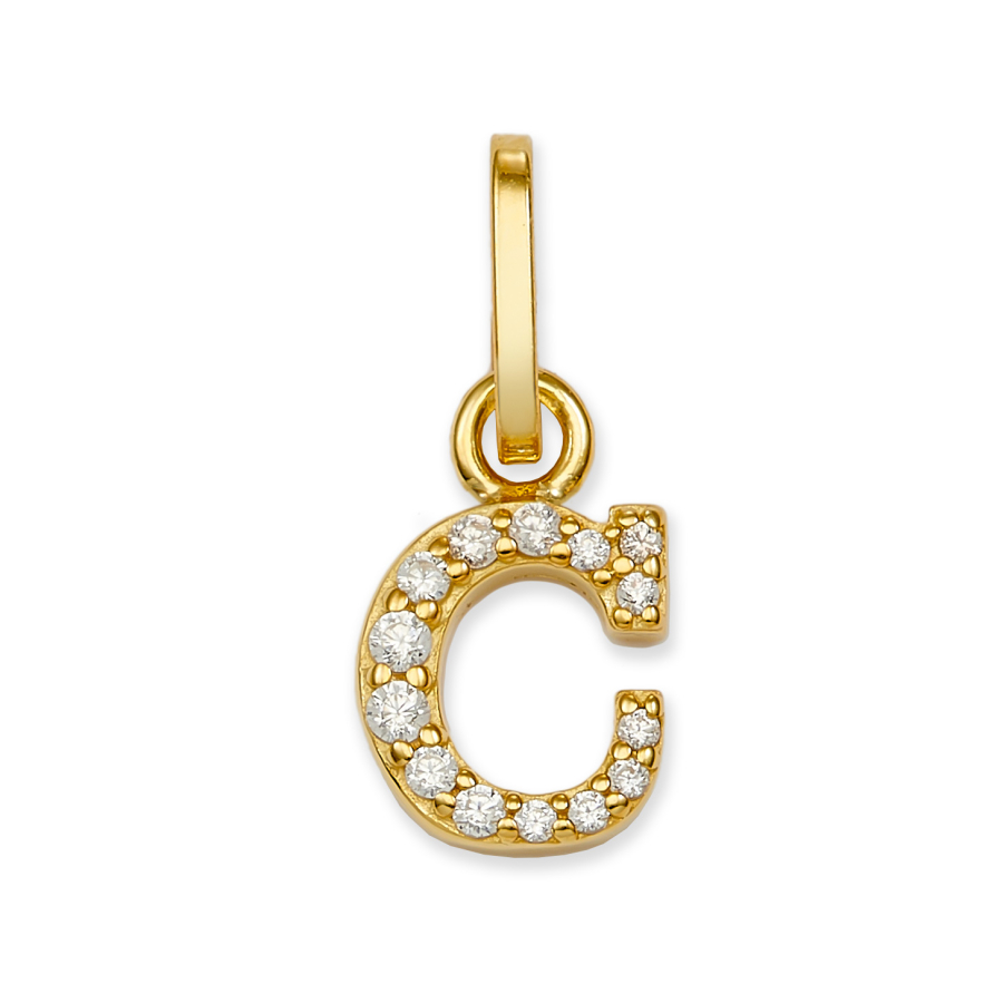 Buchstabenanhänger mit Zirkonia Silber 925/000 vergoldet