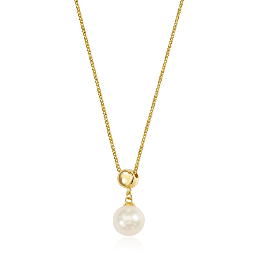 Collier mit Süßwasser-Zuchtperle 7,5-8mm Silber 925/000 vergoldet