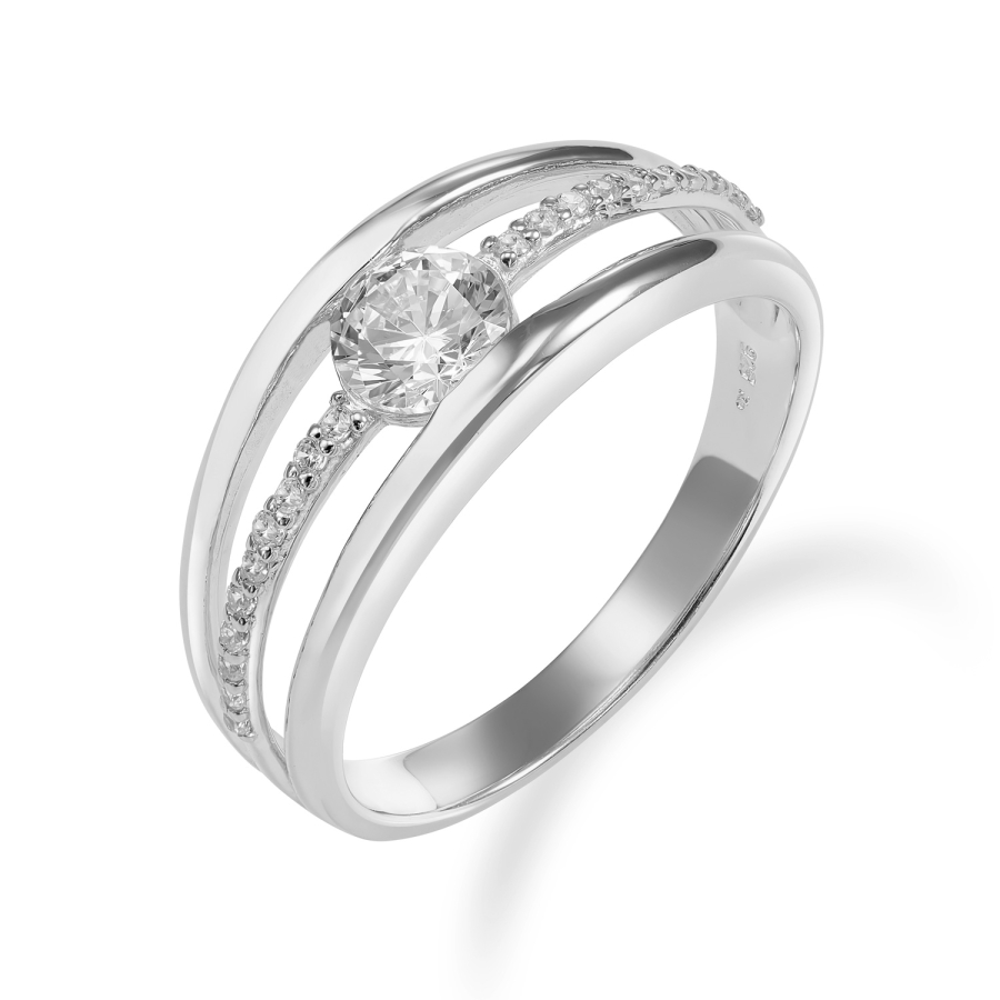 Damenring mit 21 Zirkonia Silber 925/000 rhodiniert