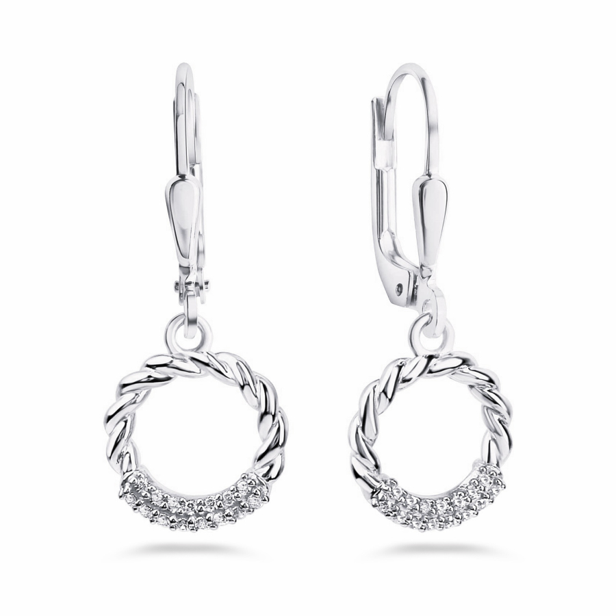 Ohrhänger twisted mit 30 Zirkonia Silber 925/000 rhodiniert