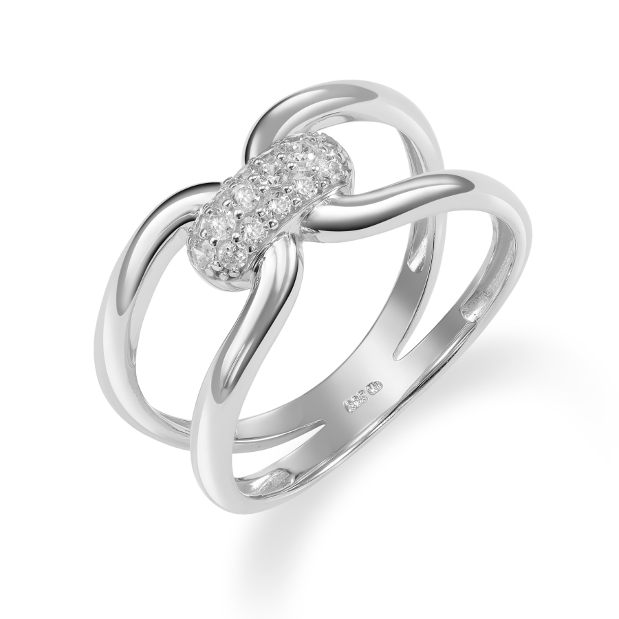 Damenring mit 16 Zirkonia Silber 925/000 rhodiniert