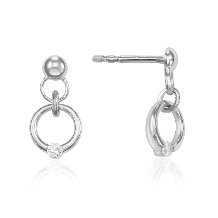 Ohrstecker Kreise mit Zirkonia Silber 925/000 rhodiniert