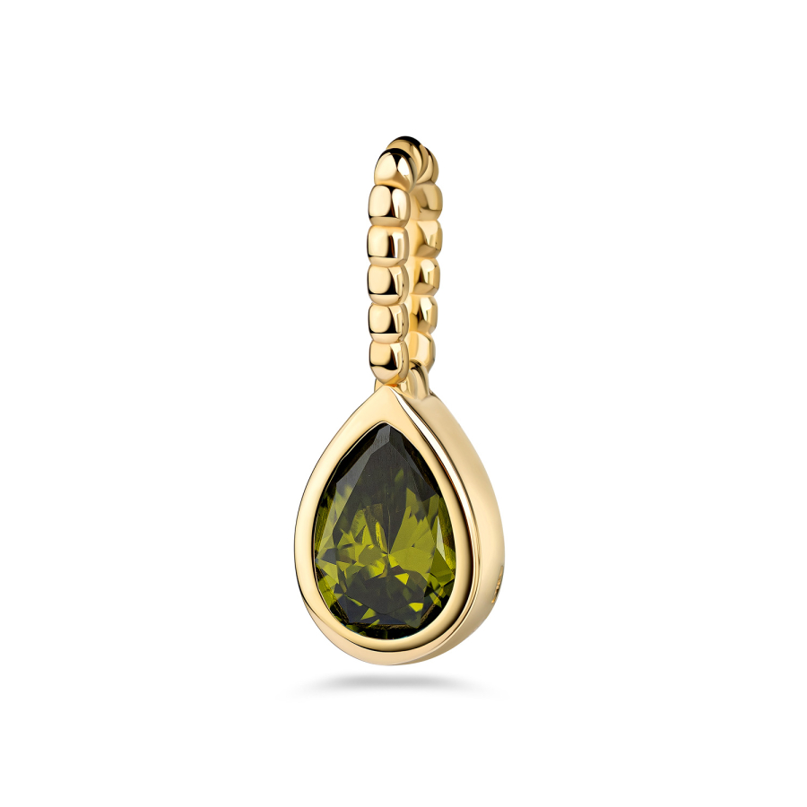Anhänger Tropfen mit Zirkonia in Olive Silber 925/000 vergoldet