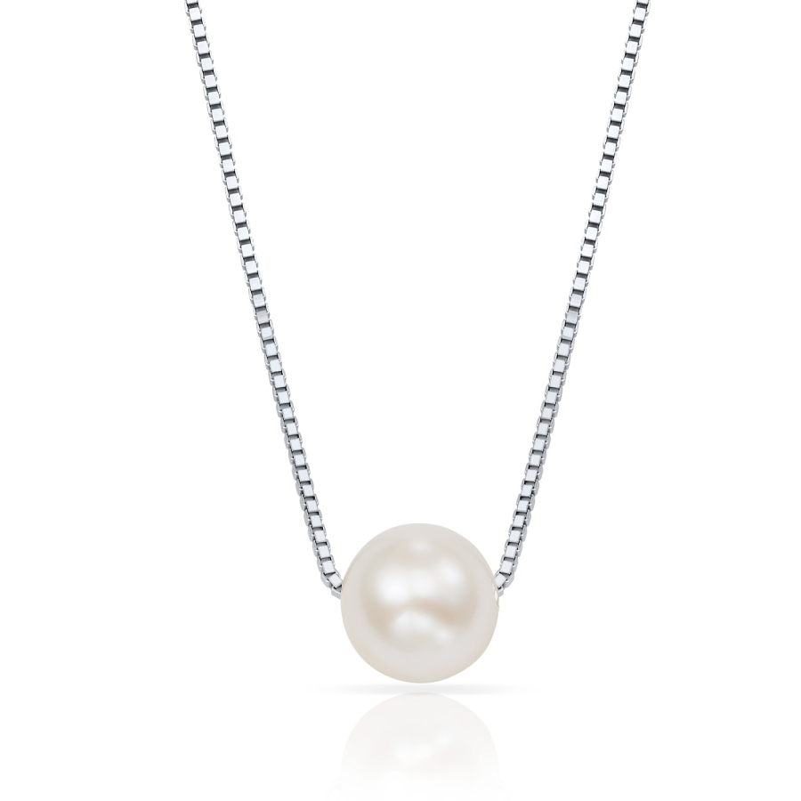 Collier mit Süßwasser-Zuchtperle Silber 925/000 rhodiniert