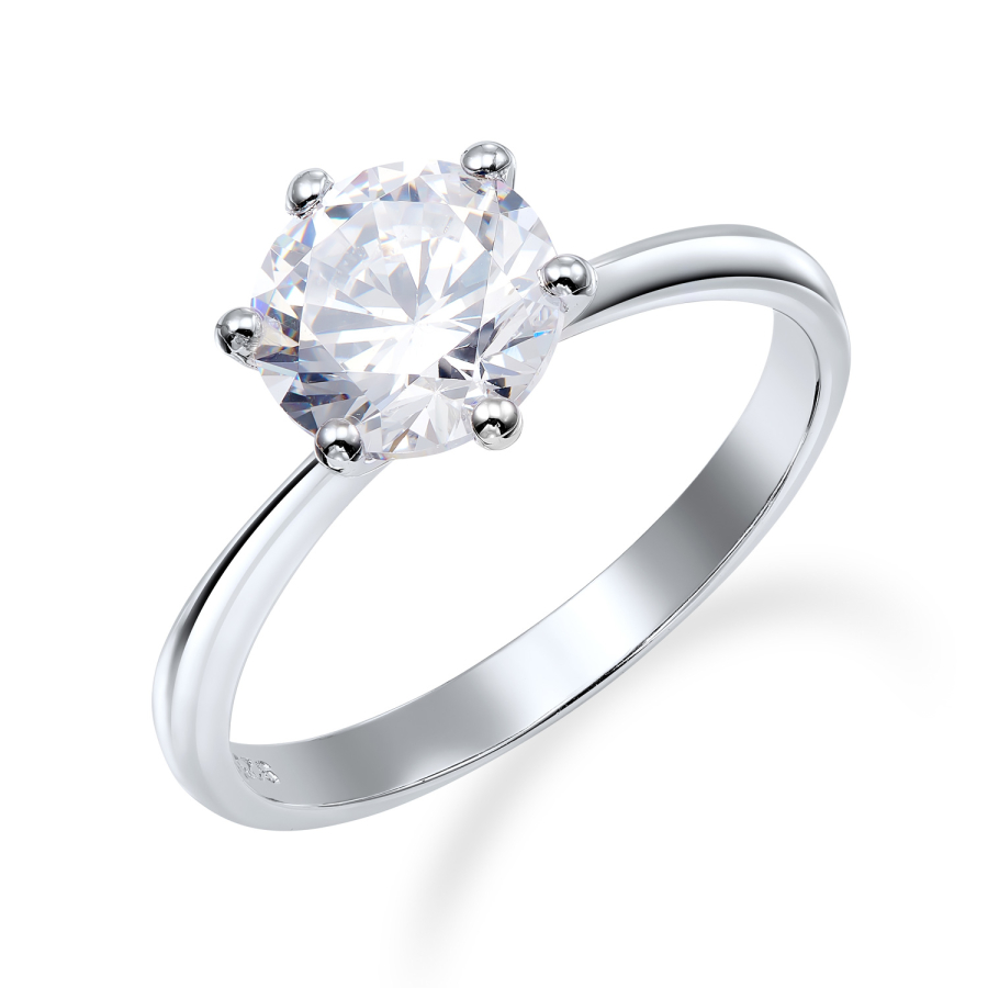 Ring Solitär Zirkonia 8mm Silber 925/000 rhodiniert