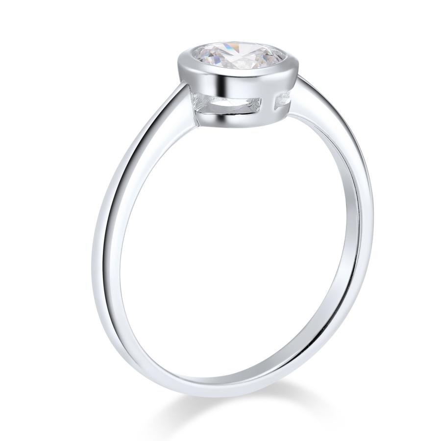 Ring Solitär Zirkonia 6mm Silber 925/000 rhodiniert