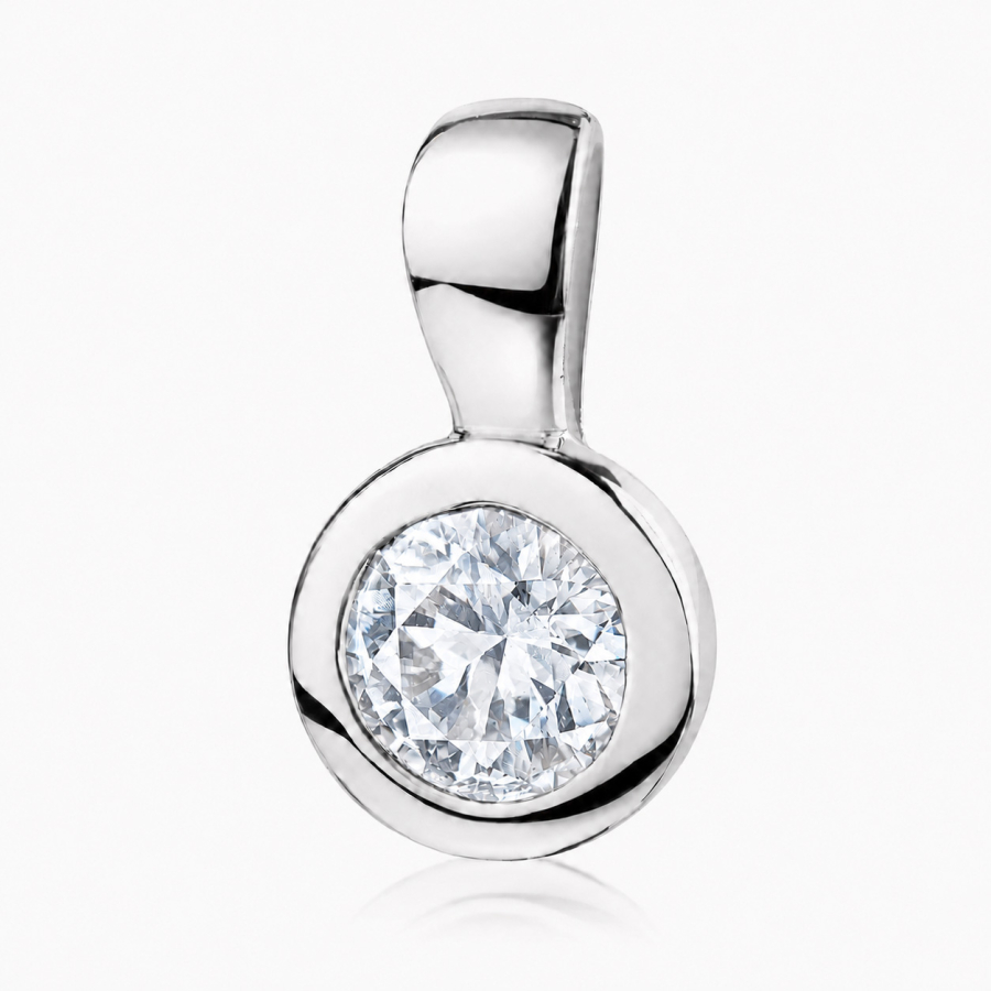 Anhänger Ø 7mm mit Zirkonia weiß Ø 5mm Silber 925/000 rhodiniert