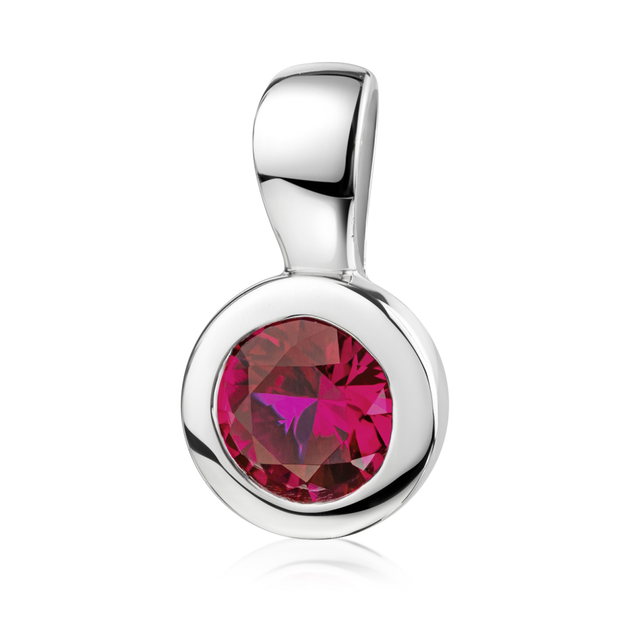 Anhänger Ø 7mm mit Zirkonia rot Ø 5mm Silber 925/000 rhodiniert