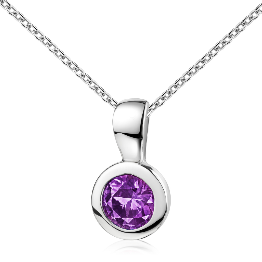 Anhänger Ø 7mm mit Zirkonia amethystfaben Ø 5mm Silber 925/000 rhodiniert