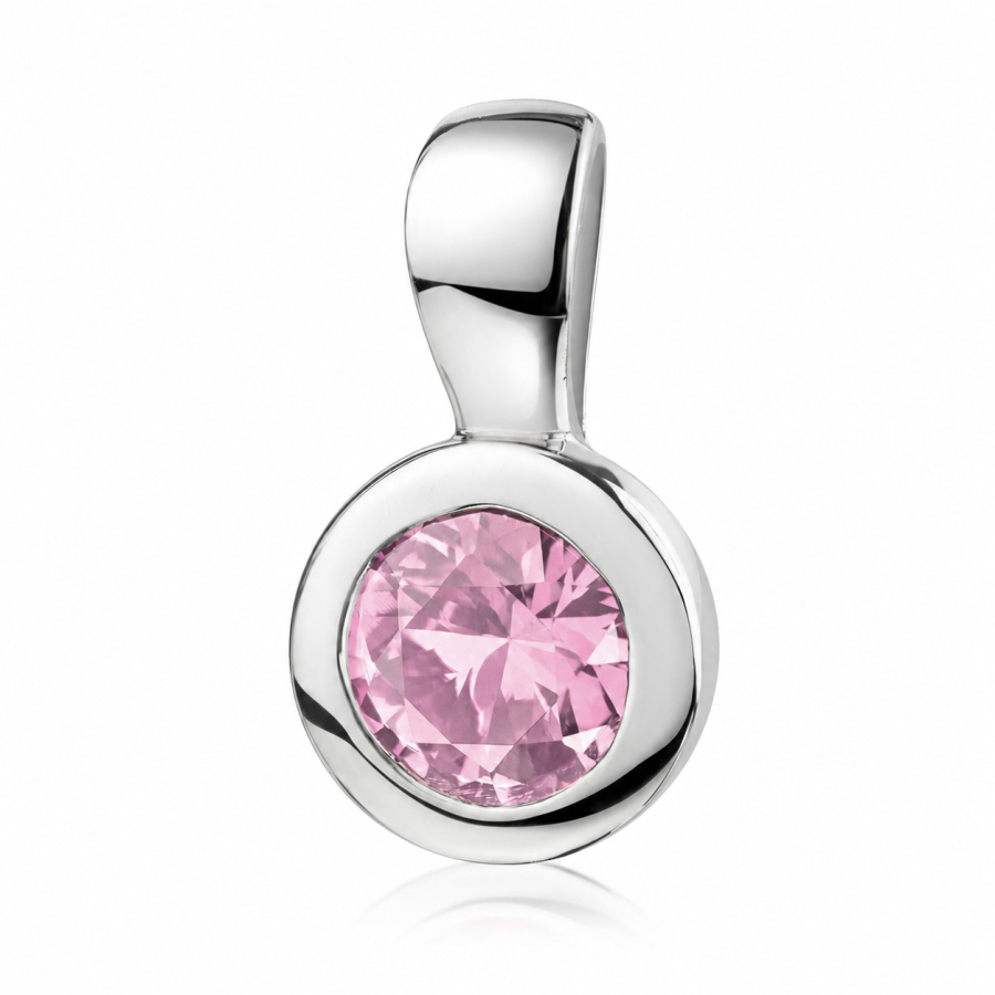 Anhänger Ø 7mm mit Zirkonia rosa Ø 5mm Silber 925/000 rhodiniert