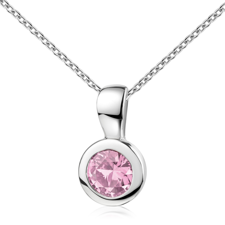 Anhänger Ø 7mm mit Zirkonia rosa Ø 5mm Silber 925/000 rhodiniert