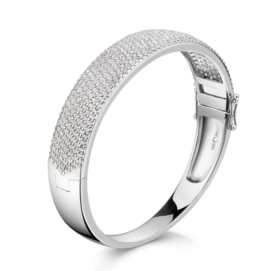 Armreif 65mm mit 350 Zirkonia Silber 925/000 rhodiniert