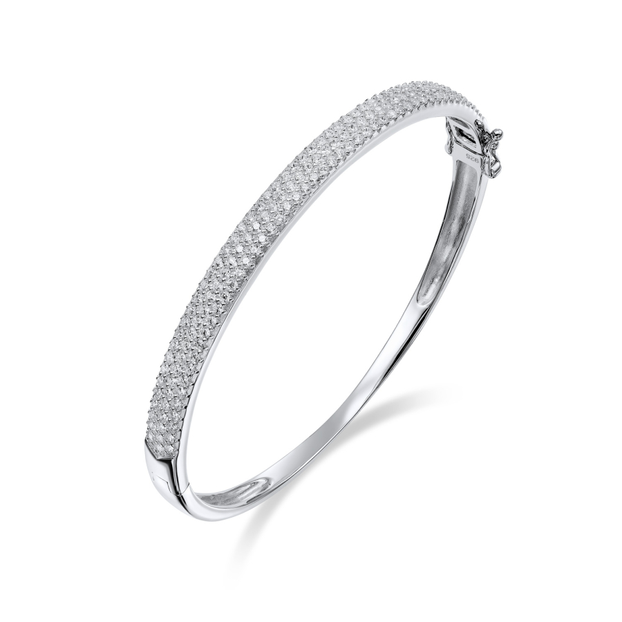Armreif 65mm mit 140 Zirkonia Silber 925/000 rhodiniert