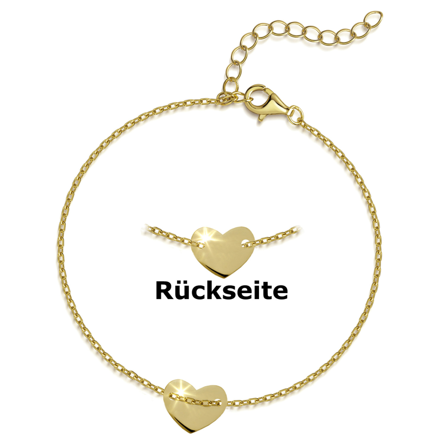 Armband mit Herz 16,5+3cm Silber 925/000 vergoldet