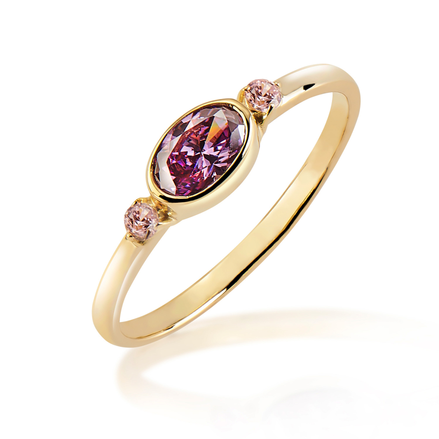 Ring mit 3 Zirkonia zweifarbig Silber 925/000 vergoldet