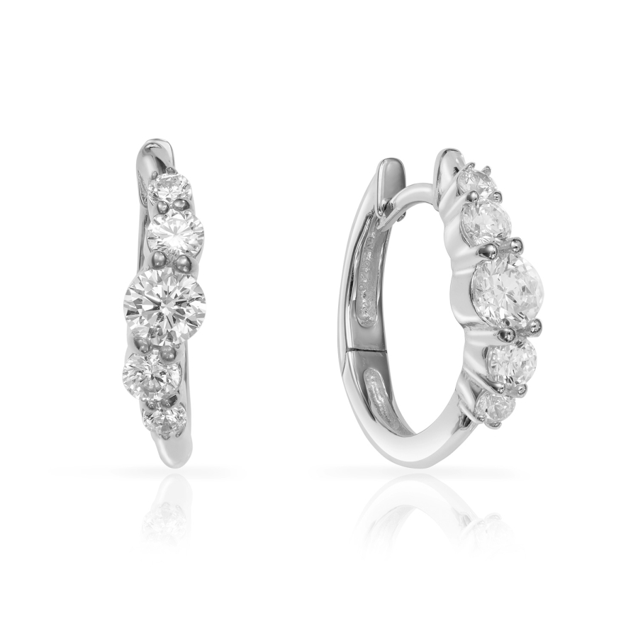 Klappcreolen mit 10 Zirkonia Silber 925/000 rhodiniert