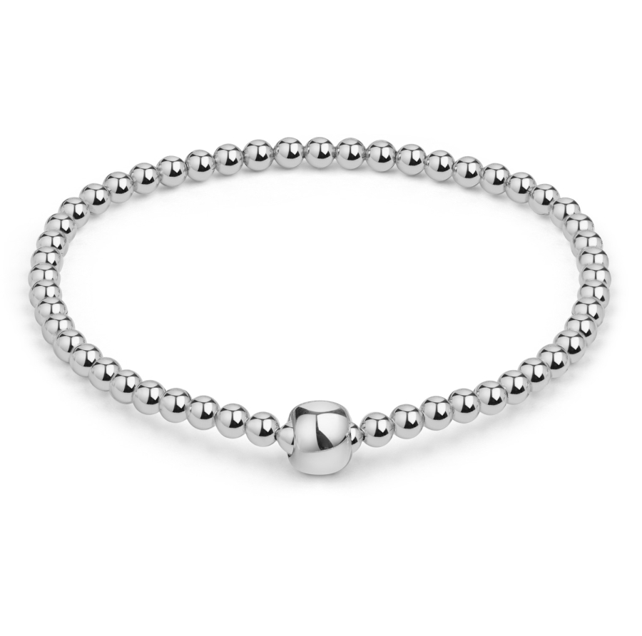 Kugelarmband Ø 3mm elastisch 18cm Silber 925/000