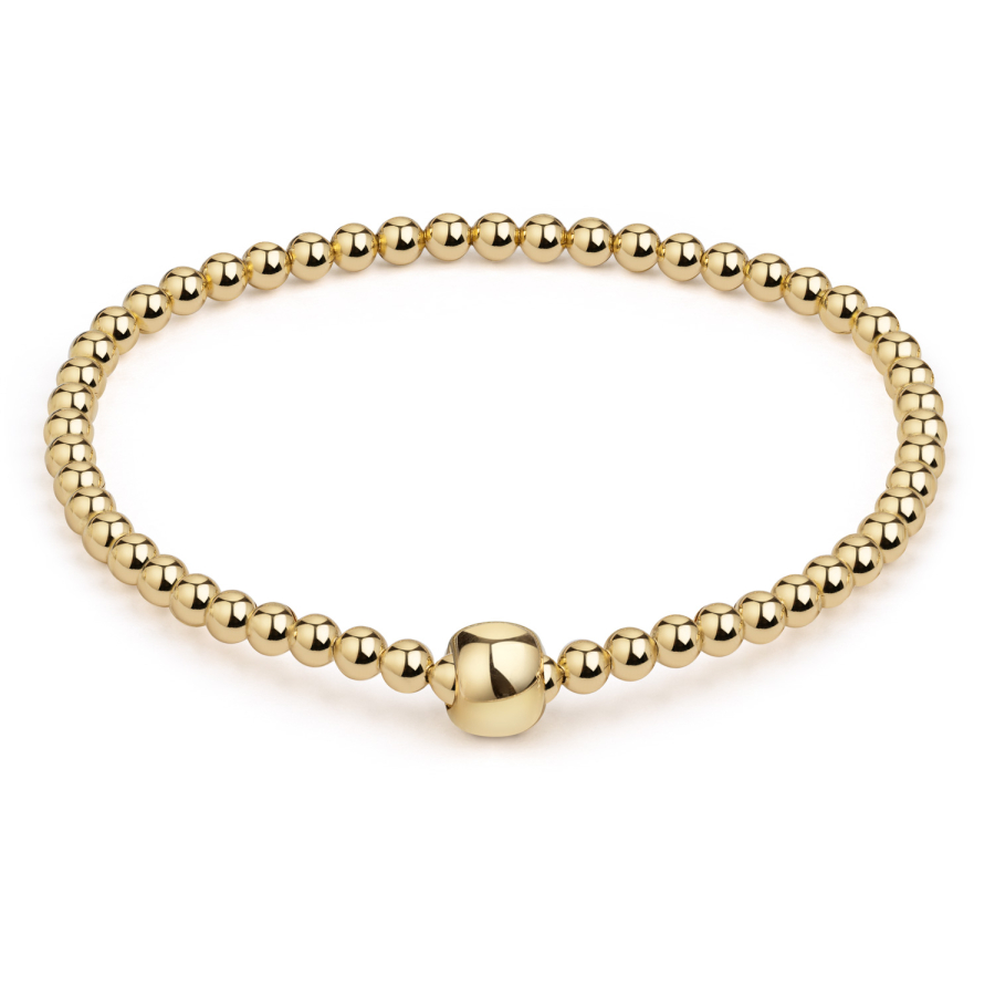 Kugelarmband Ø 3mm elastisch 18cm Silber 925/000 vergoldet