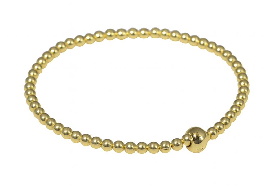 Kugelarmband Ø 3mm elastisch 18cm Silber 925/000 vergoldet