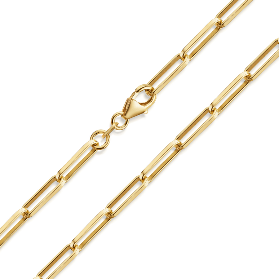 Paperclip Gliederkette 45cm lang Silber 925/000 vergoldet