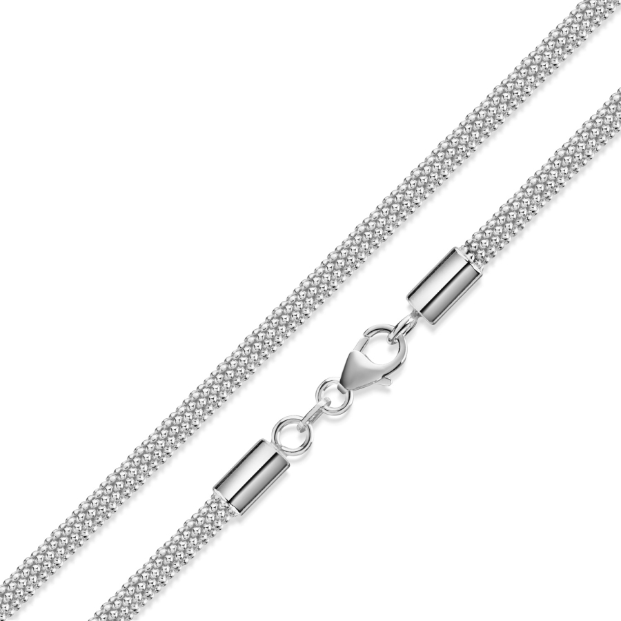 Popcornkette diamantiert 3mm breit Silber 925/000
