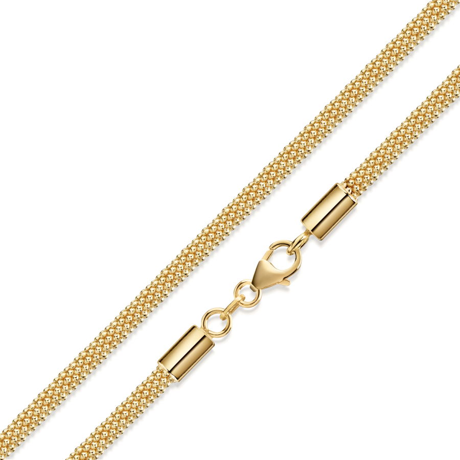 Popcornarmband diamantiert 3mm breit Silber 925/000 vergoldet