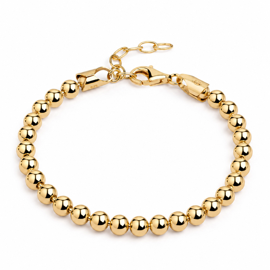 Kugelarmband 4mm breit Silber 925/000 vergoldet