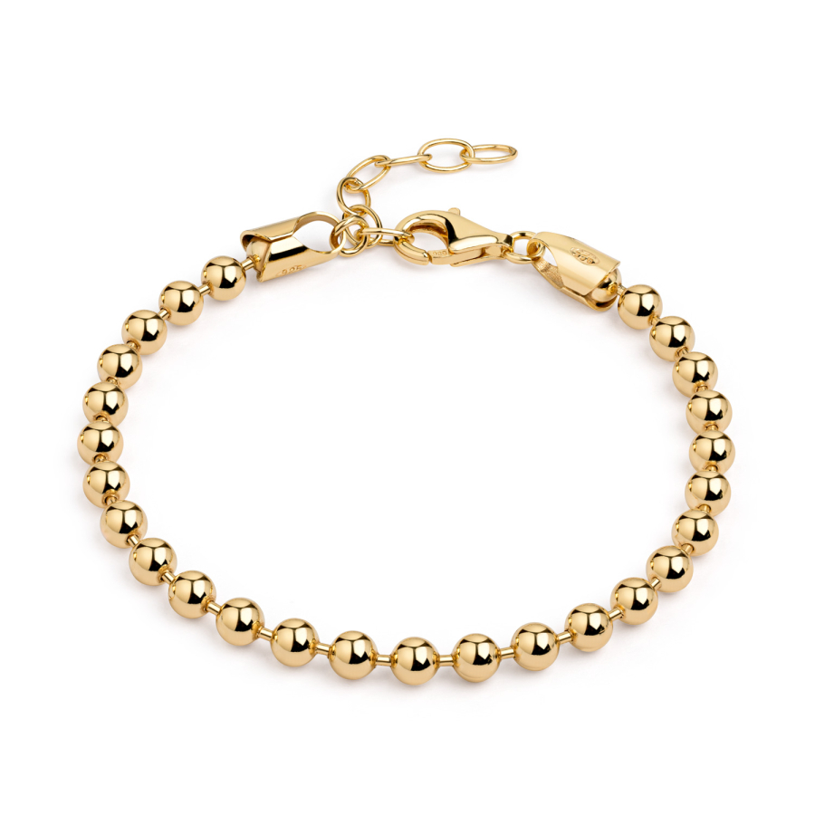 Kugelarmband 4mm breit Silber 925/000 vergoldet