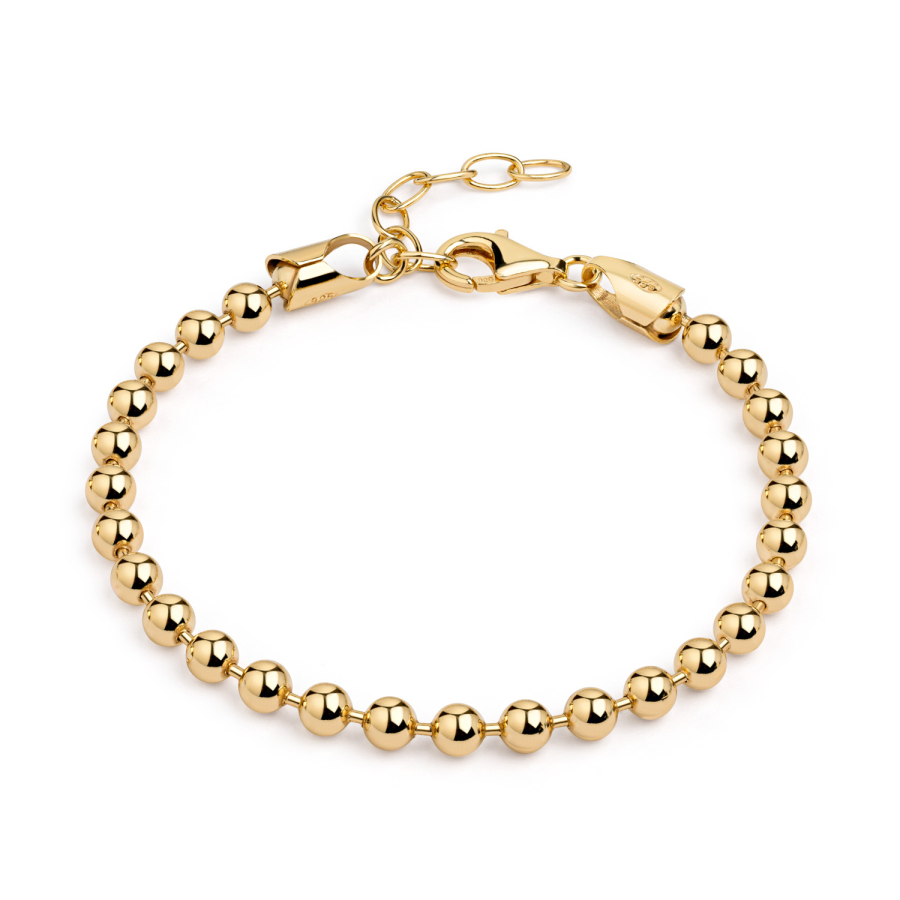 Kugelarmband 3mm breit 16+3cm Silber 925/000 vergoldet