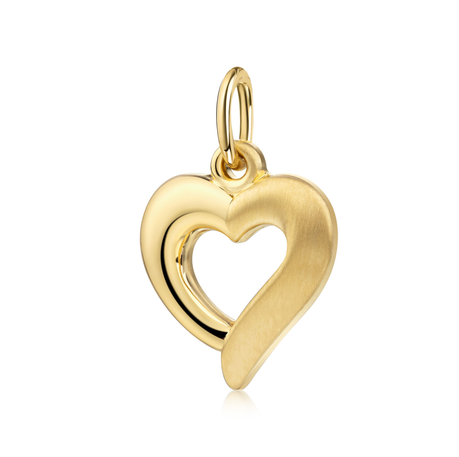 Anhänger Herz teilmatt Silber 925/000 vergoldet