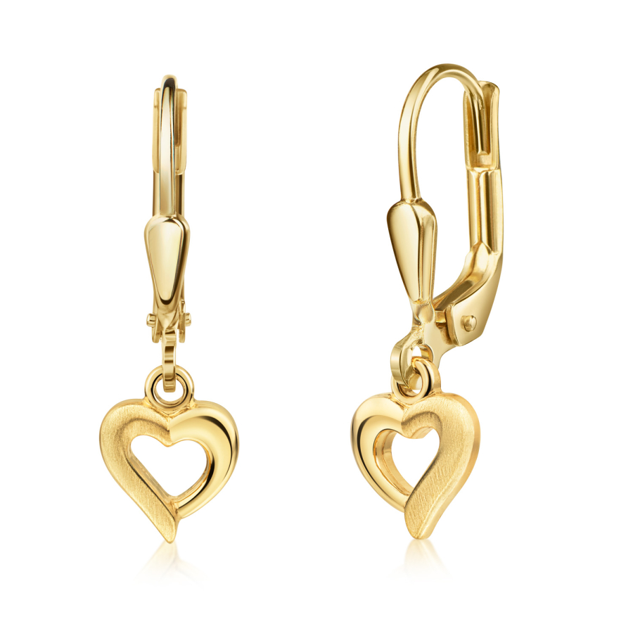 Ohrhänger Herz teilmatt Silber 925/000 vergoldet