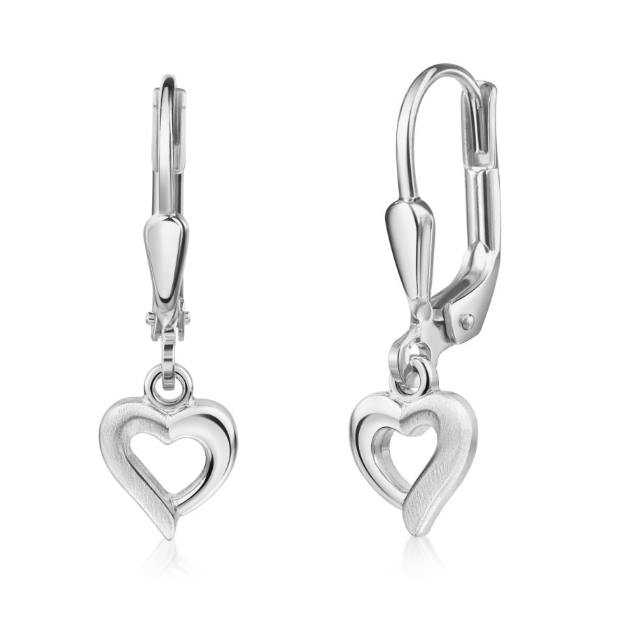 Ohrhänger Herz teilmatt Silber 925/000