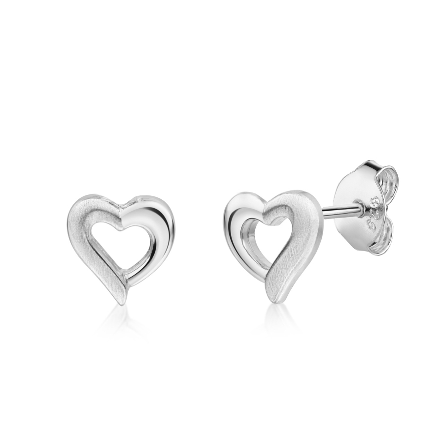 Ohrstecker Herz teilmatt Silber 925/000