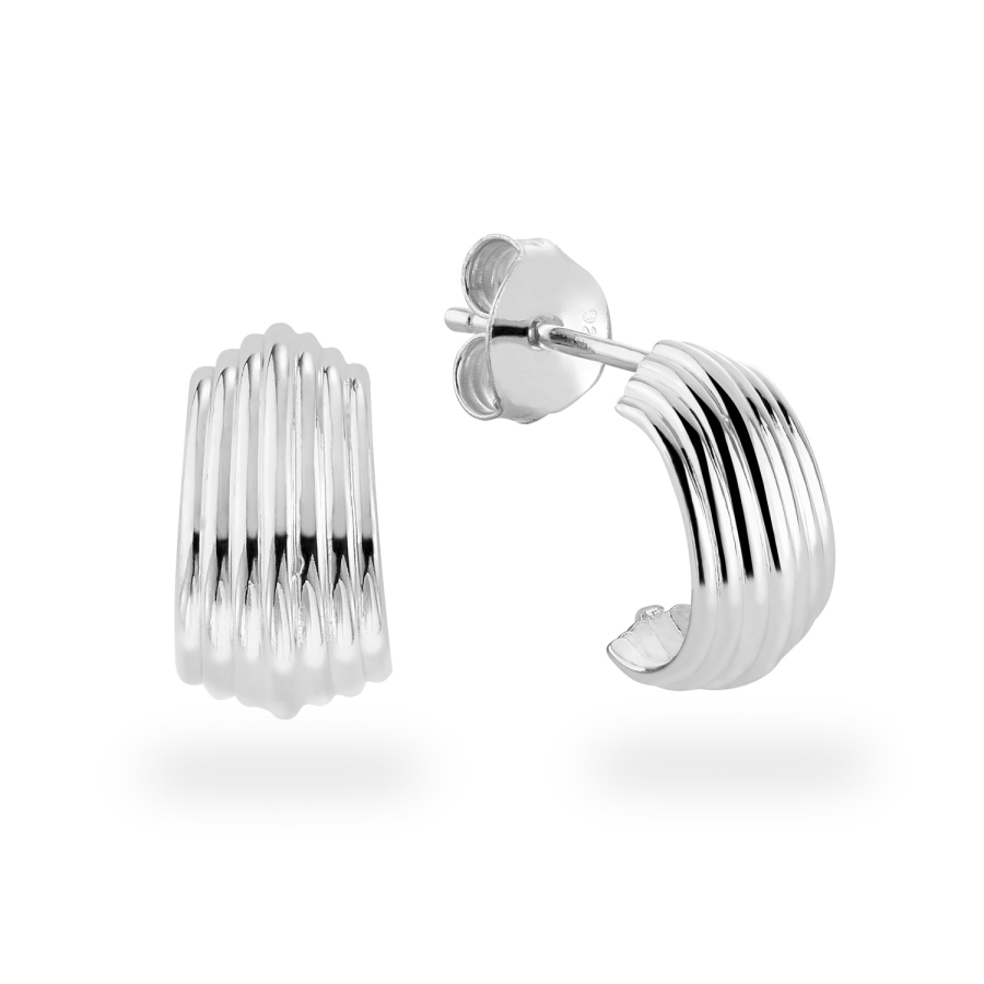 Ohrstecker geriffelt Silber 925/000 rhodiniert