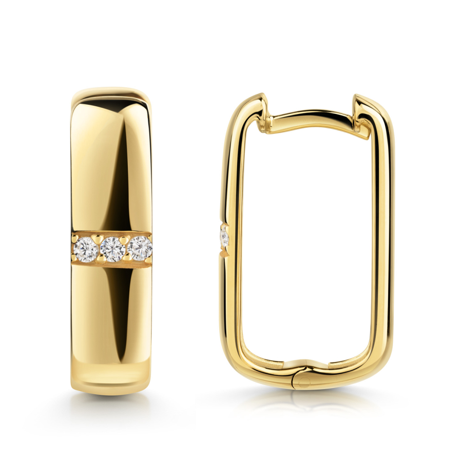 Klappcreolen 6 Zirkonia Silber 925/000 vergoldet