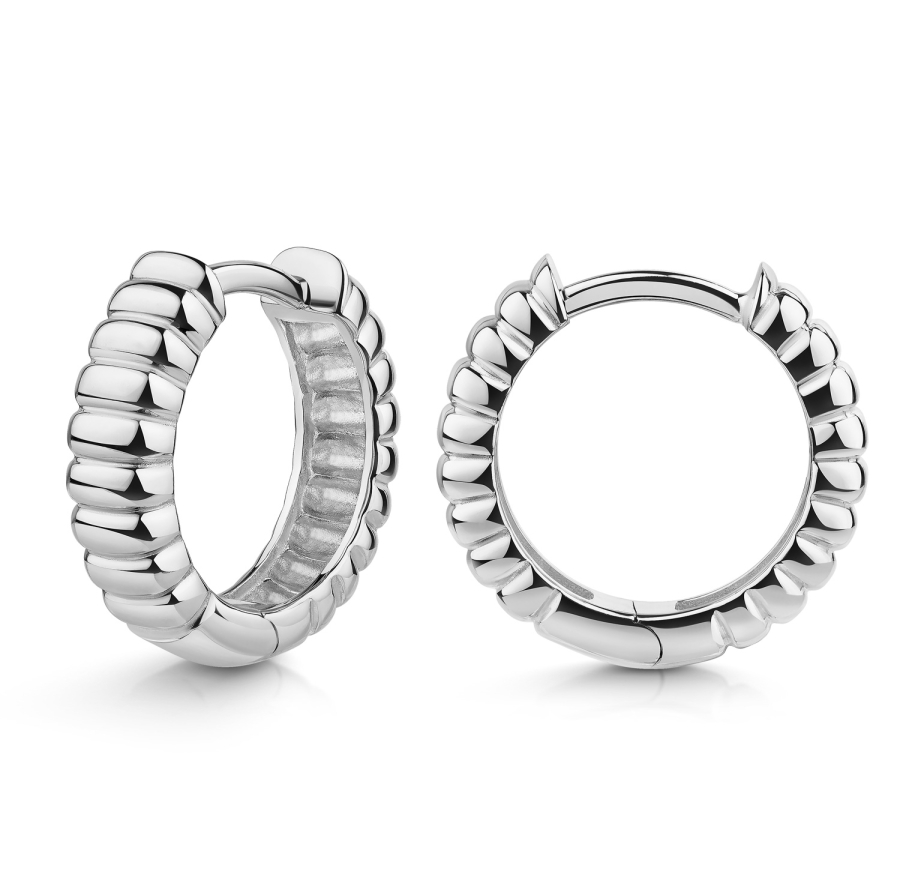 Klappcreolen ribbed 15mm Silber 925/000 rhodiniert