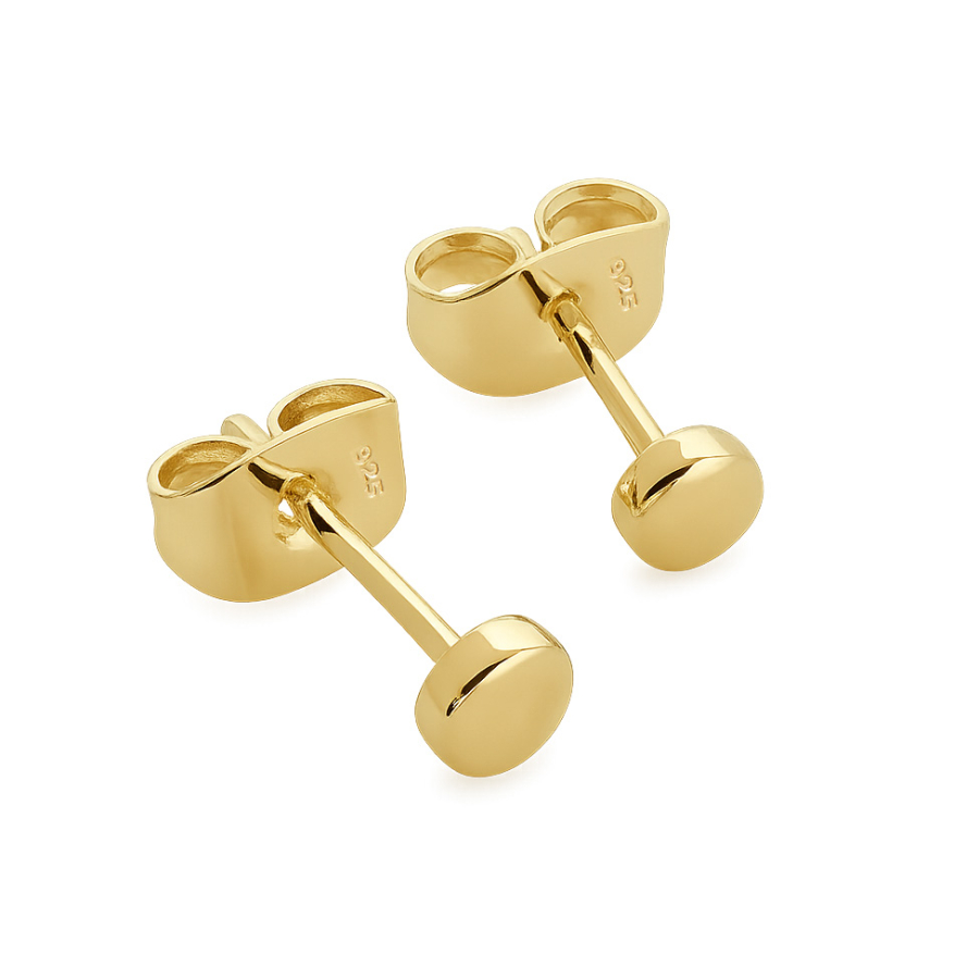 Ohrstecker rund 4mm Silber 925/000 vergoldet