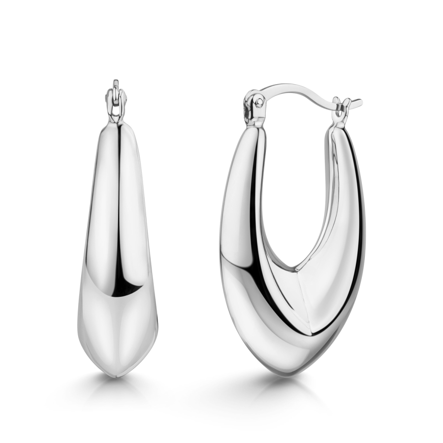 V-Creolen bauchig Silber 925/000 rhodiniert