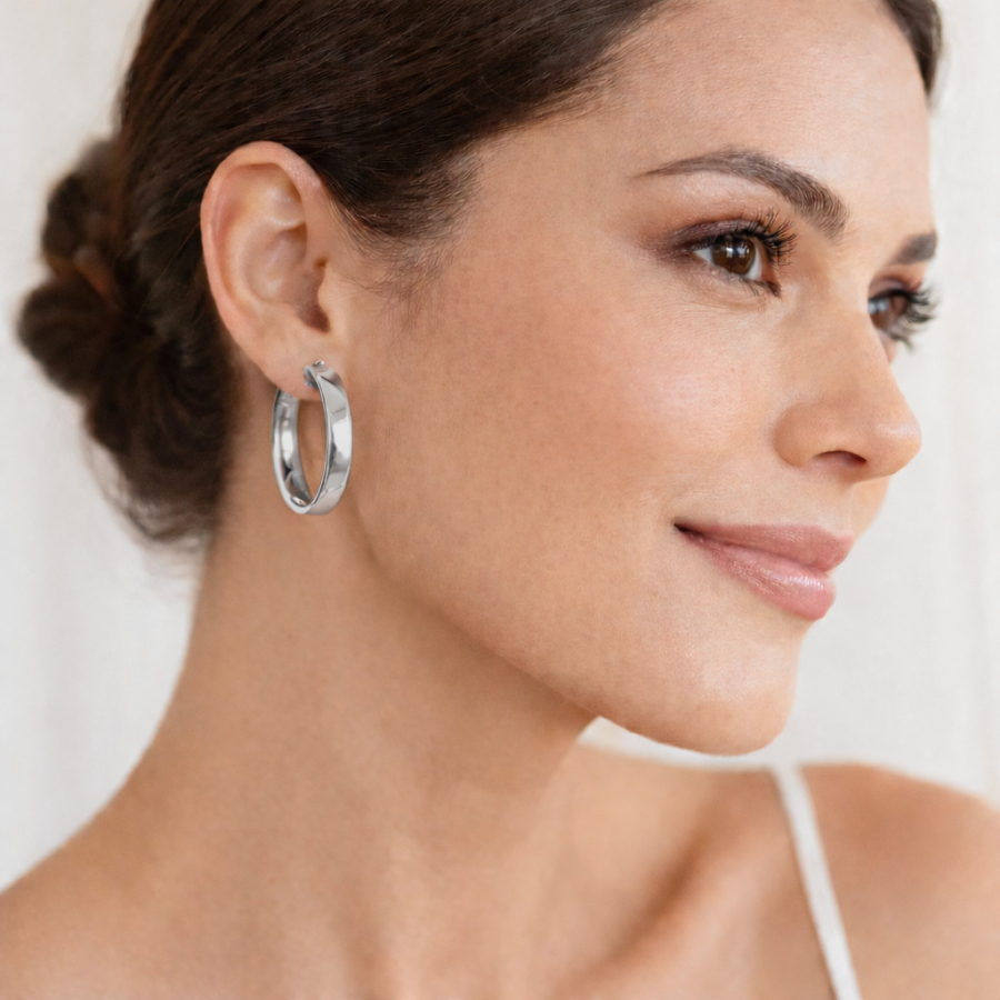 Creolen Ø 25mm Silber 925/000 rhodiniert