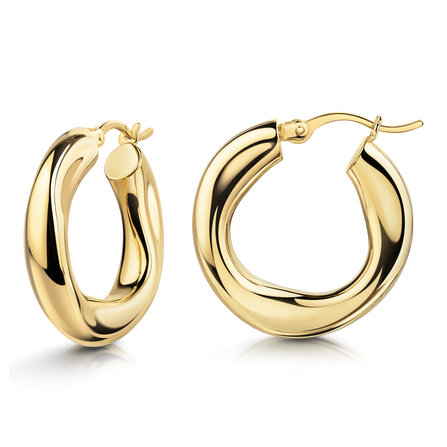 Creolen Ø25mm Organic Style Silber 925/000 vergoldet