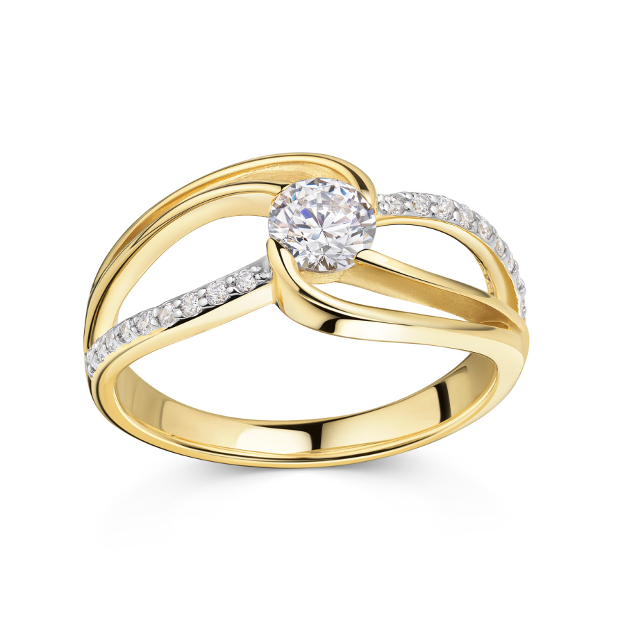 Ring 19 Zirkonia Silber 925/000 vergoldet