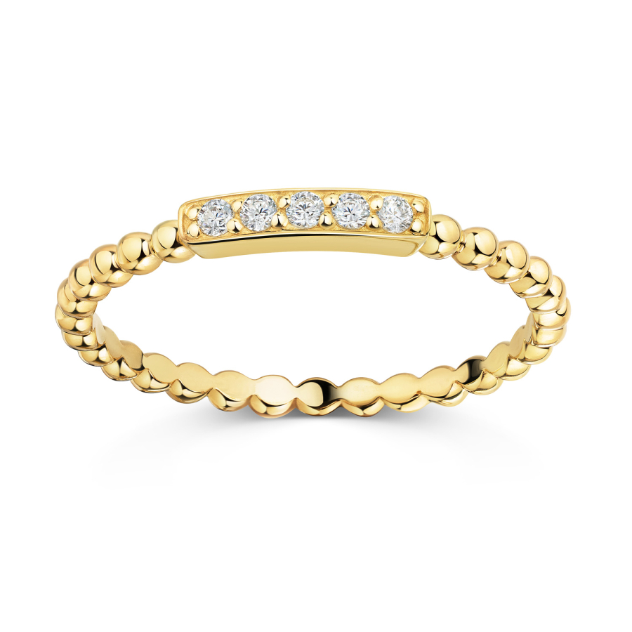 Ring 5 Zirkonia Silber 925/000 vergoldet