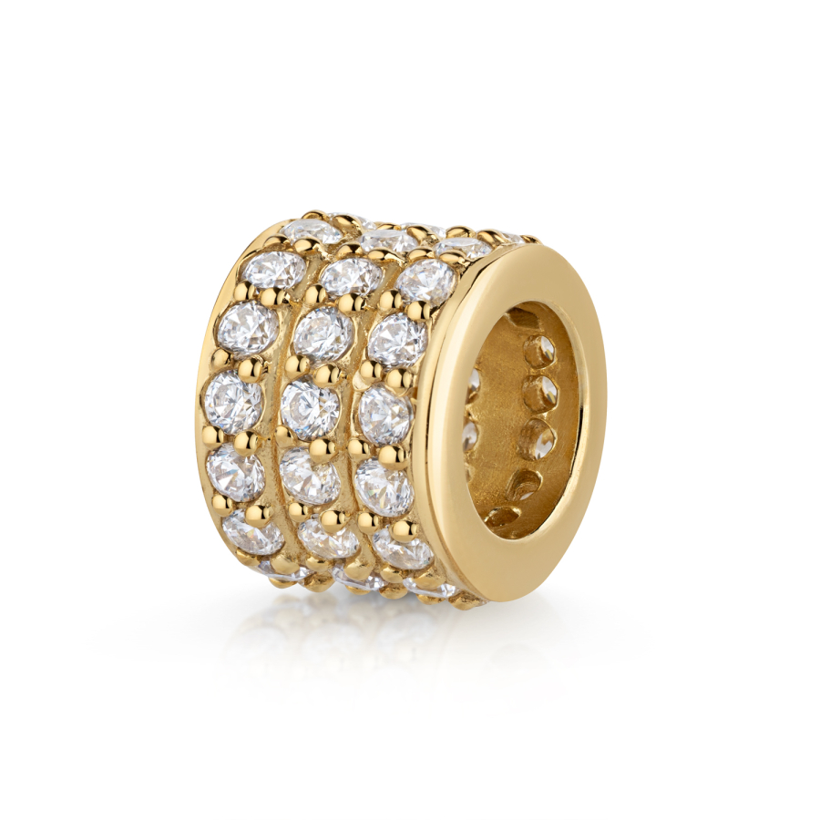 Charm Divider 45 Zirkonia Ø 8mm Silber 925/000 vergoldet